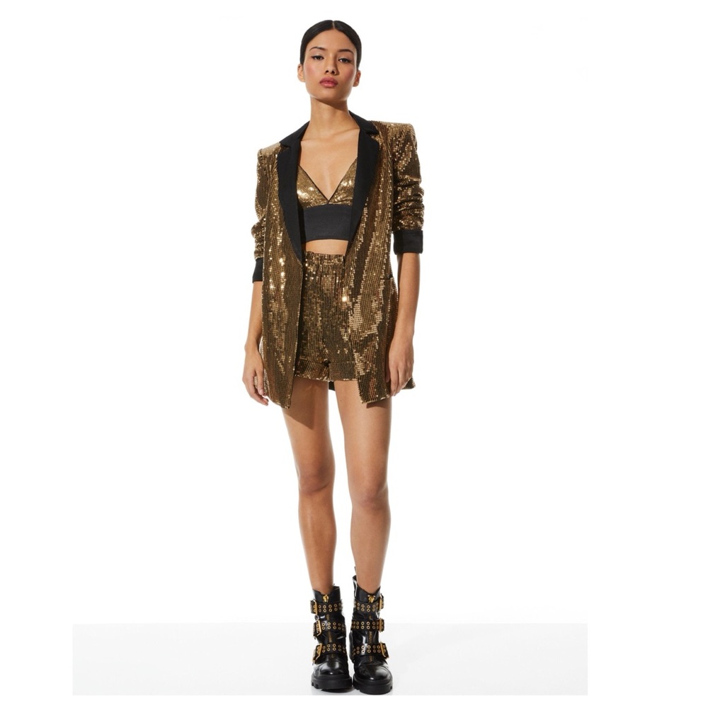 ALICE + OLIVIA Kylie Shawl Collar Sequin Jacket - Picture 6 of 15